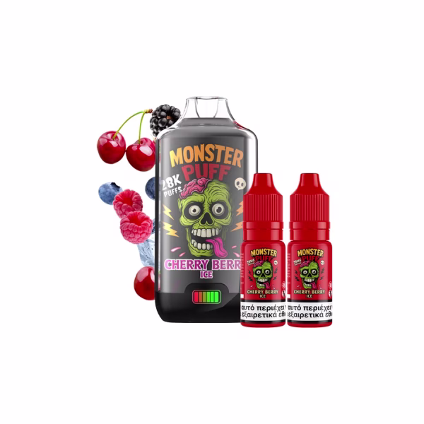 Monster Puff 28K Kit Cherry Berry Ice Συσκευή 2ml & 2x10ml 20mg