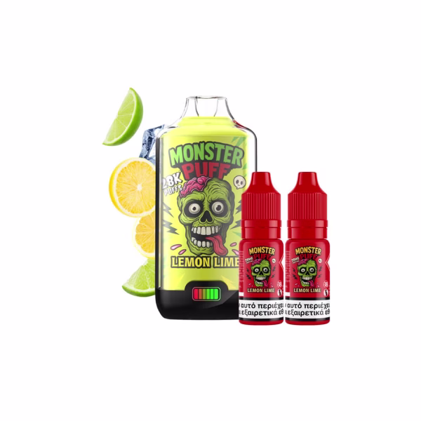 Monster Puff 28K Kit Lemon Lime Συσκευή 2ml & 2x10ml 20mg