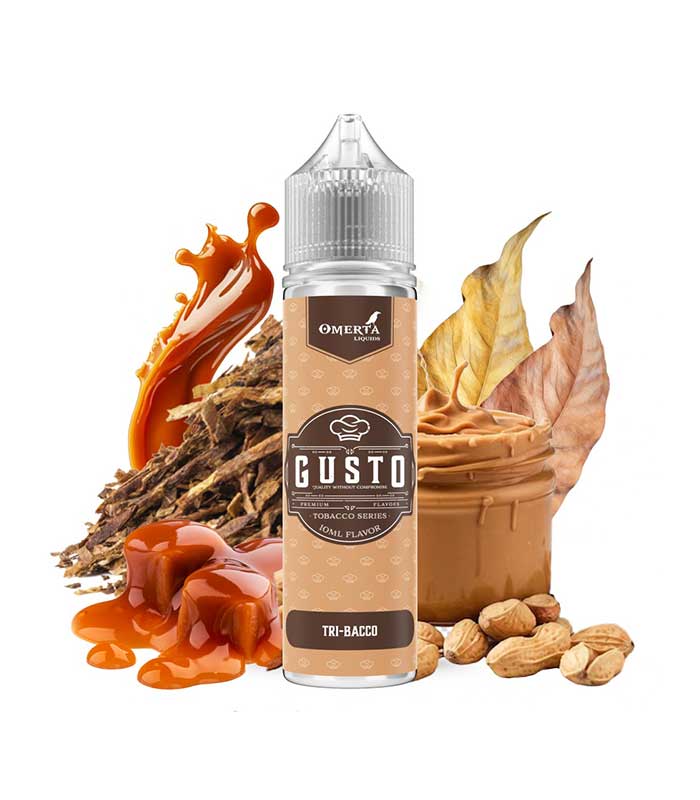 omerta-gusto-tri-bacco-10ml-60ml-kapnos-xiroi-karpoi-biskoto-karamela-flavour-shots Omerta Gusto – Tri-Bacco 10ml/60ml (Καπνός, Μπισκότο, Καραμέλα & Φυστικοβούτυρο) (Flavour Shots) - Image 1